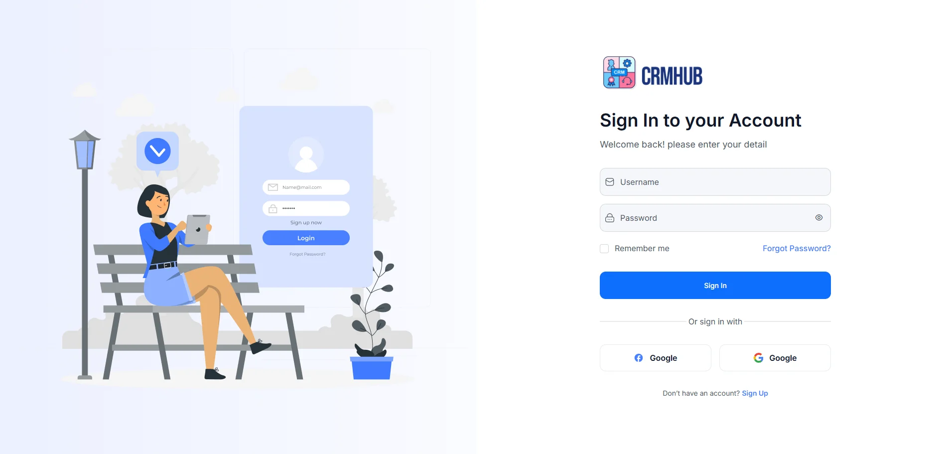 CRMHub Authentication Screen