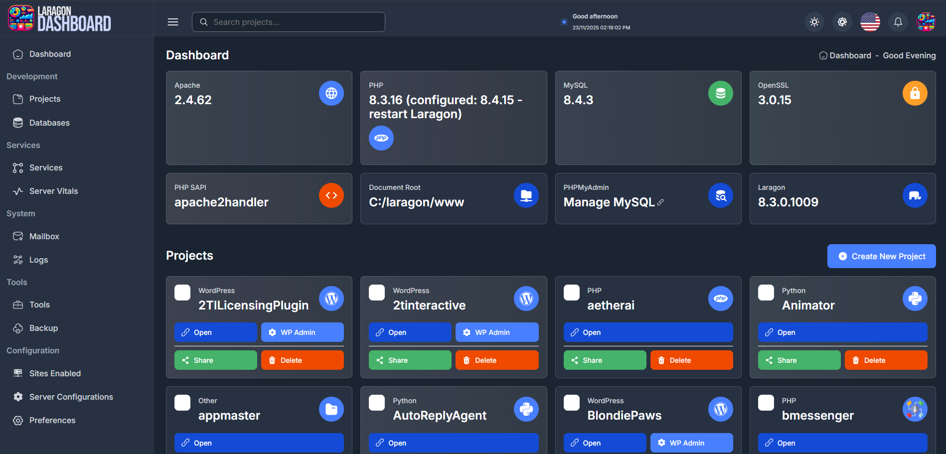 Laragon Dashboard 01