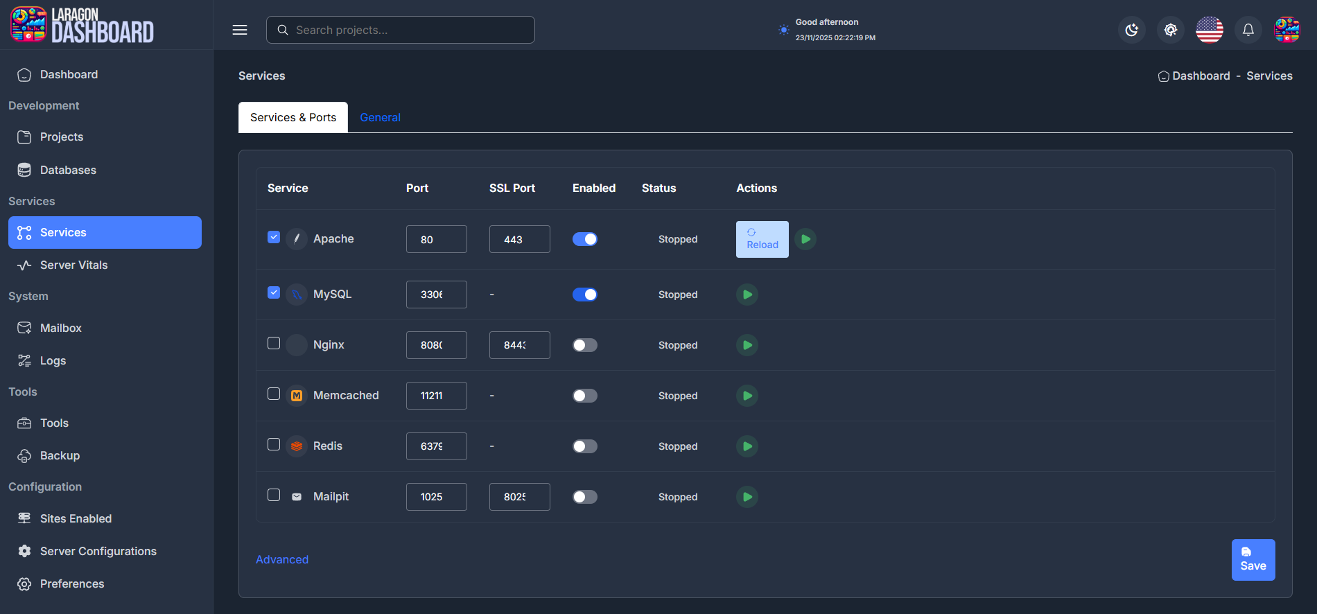 Laragon Dashboard 04